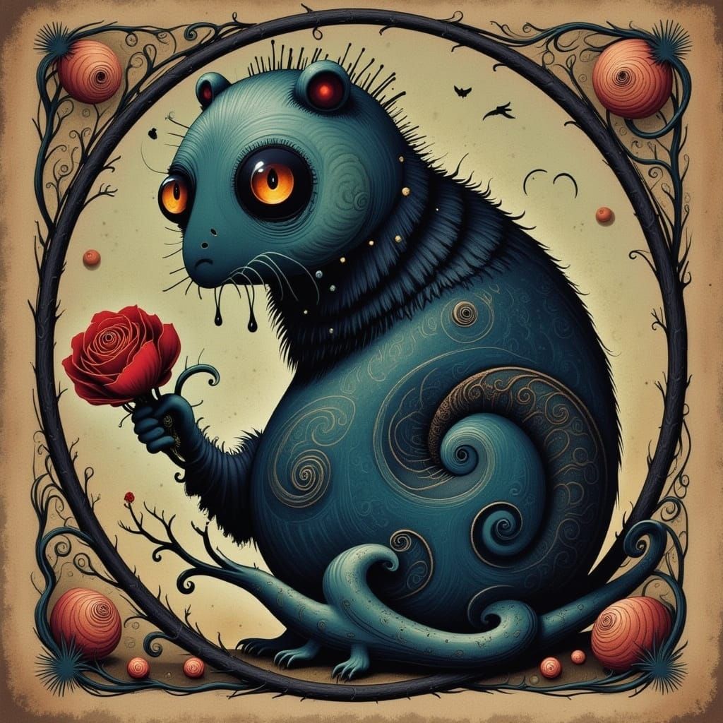 Surreal Dusk Landscape with Vibrant Cicada Elements