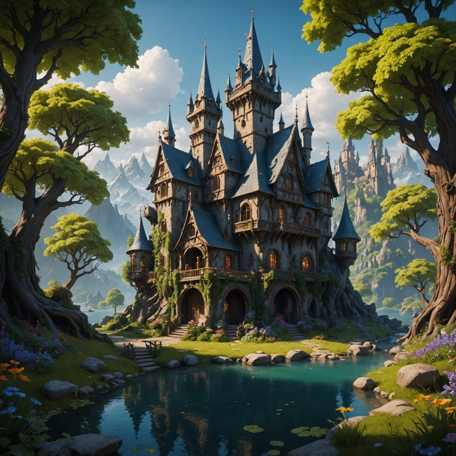 Enchanted Mansion Under Twilight