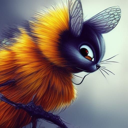 Adorable Fluffy Bumblebee in 3D Digital Art