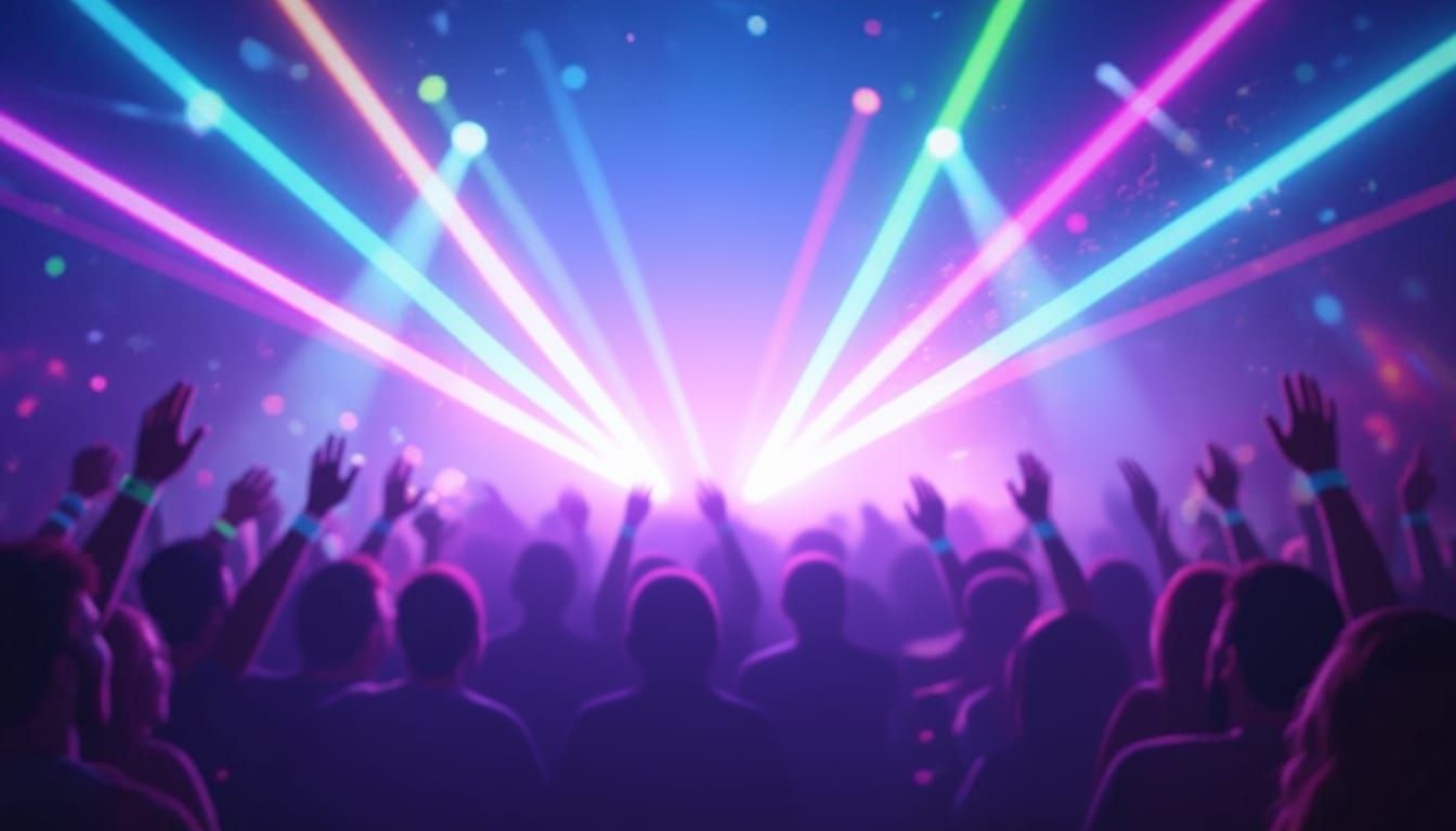 Pretty Girl Dancing at EDM Festival with Laser Beams