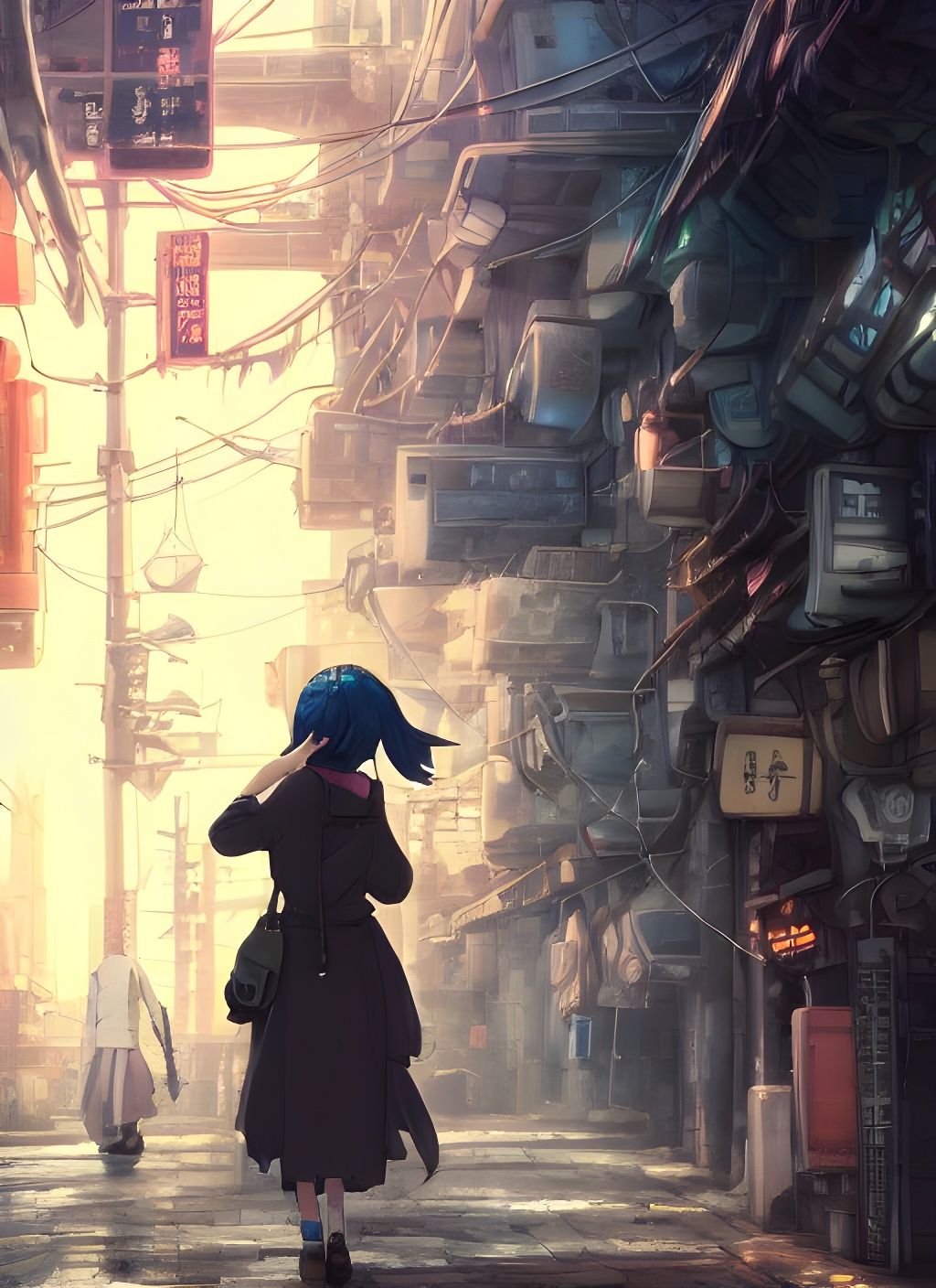 Cyberpunk Tokyo Street Scene in Anime Style