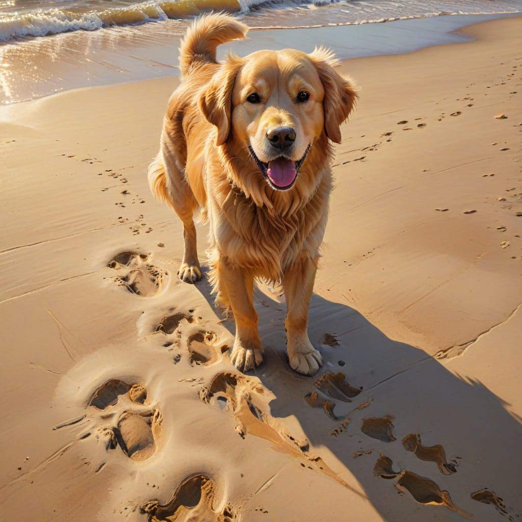 Golden Retriever on the Beach
