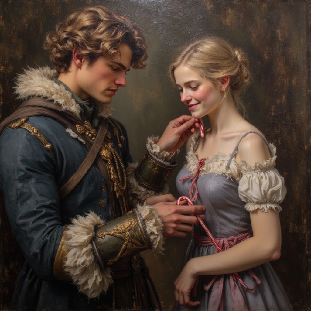 Saint Nicholas Visits a Manga Character as Impasto Painting