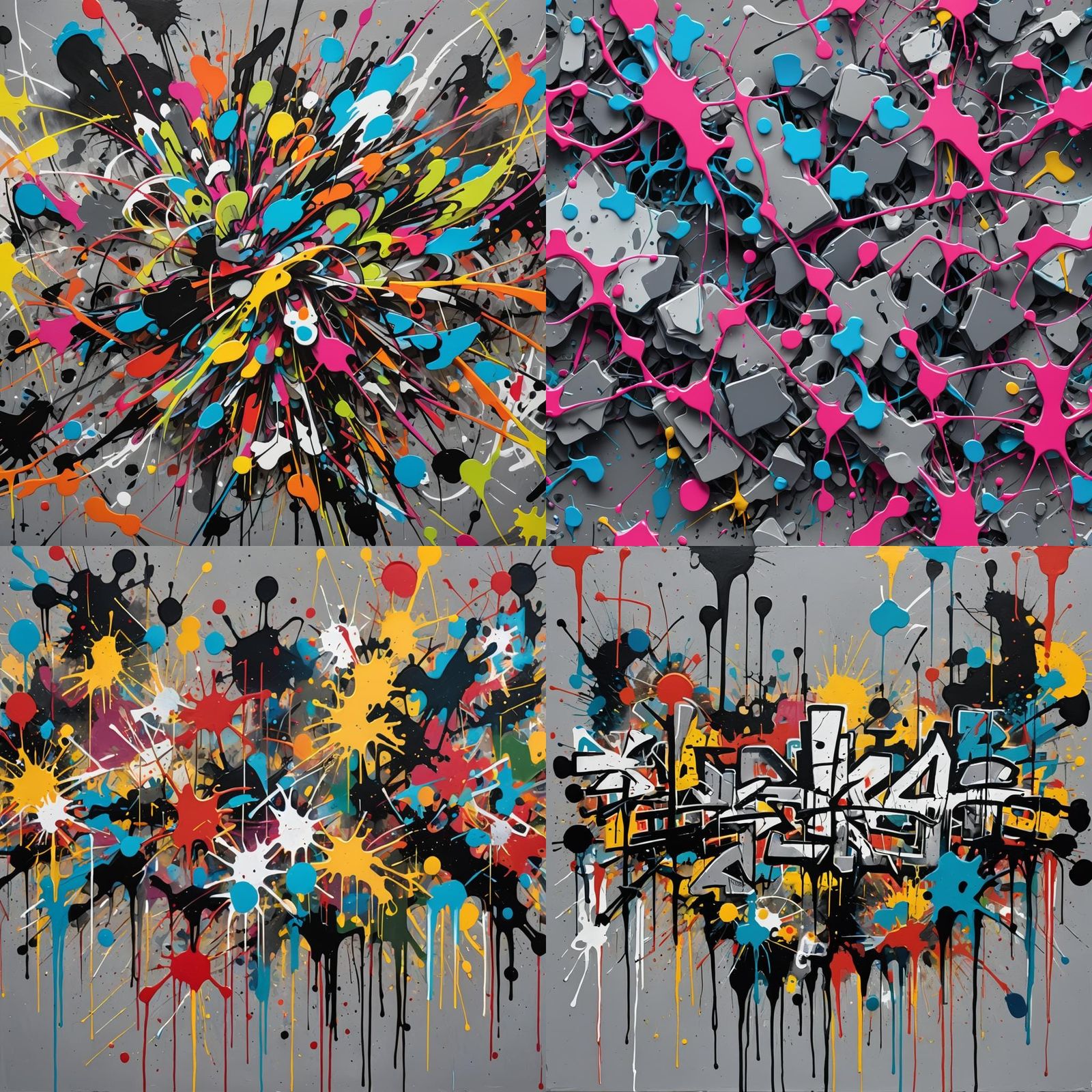 Colorful Abstract Graffiti Art with Oil and Acrylic