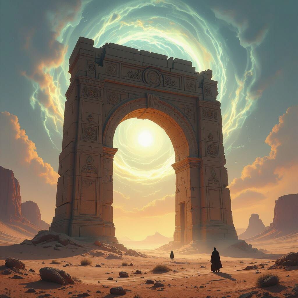 Ethereal Archway in a Desert Landscape
