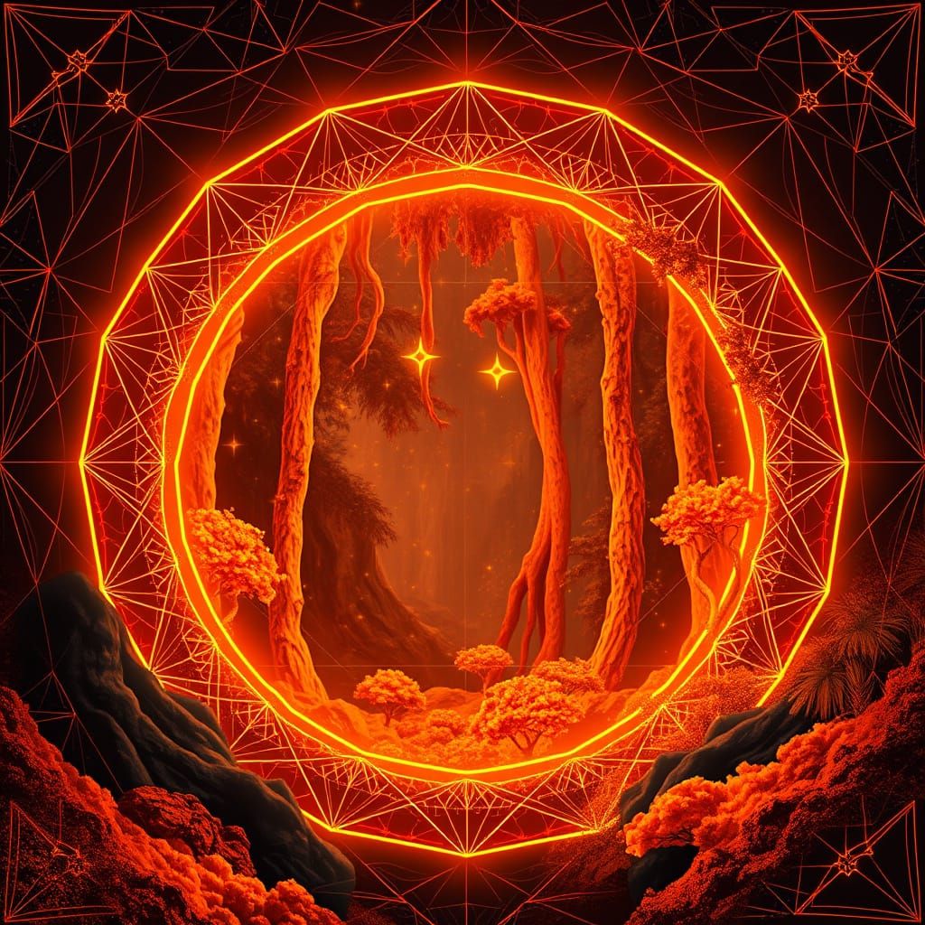 Glowing Portal Reveals Neon Rainforest