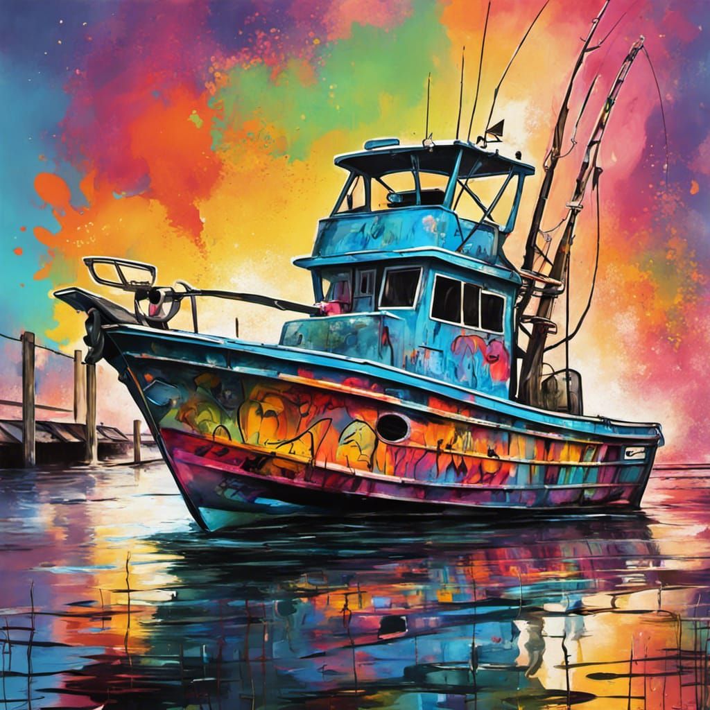 Florida Keys Fishing Boat as Graffiti Art