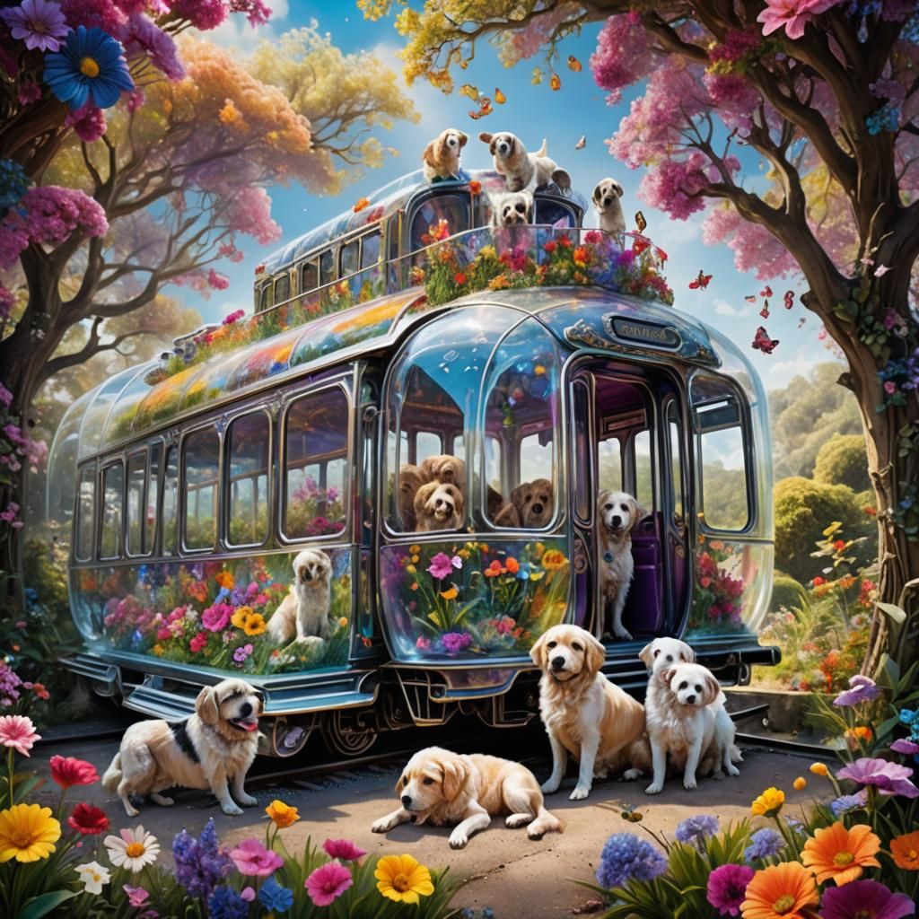 Dogs on the magic crystal train