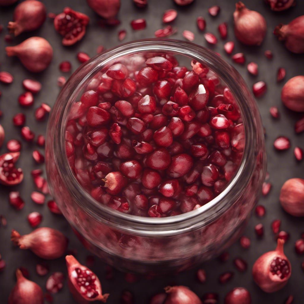 Pomegranate Seeds Falling Into Glass Safe