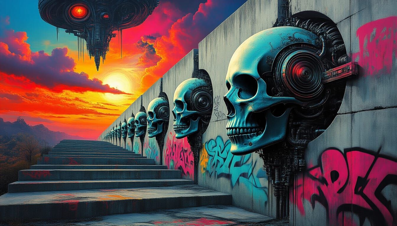 Surreal Collage of Ideas on Graffiti Walls