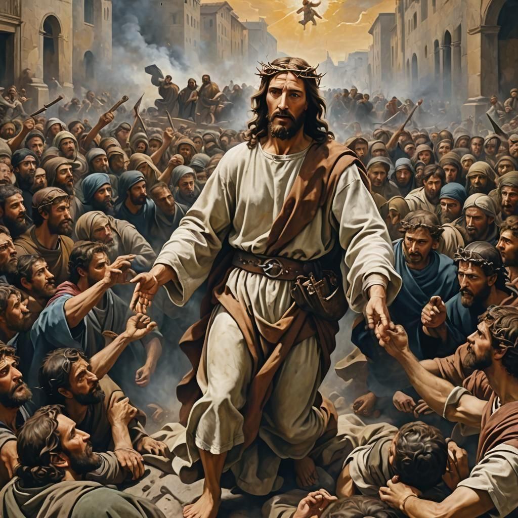 Jesus Healing the Sick: An Oil Painting in Renaissance Style