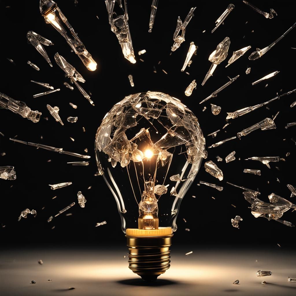 Golden Bullet Shatters Glass Head Lightbulb