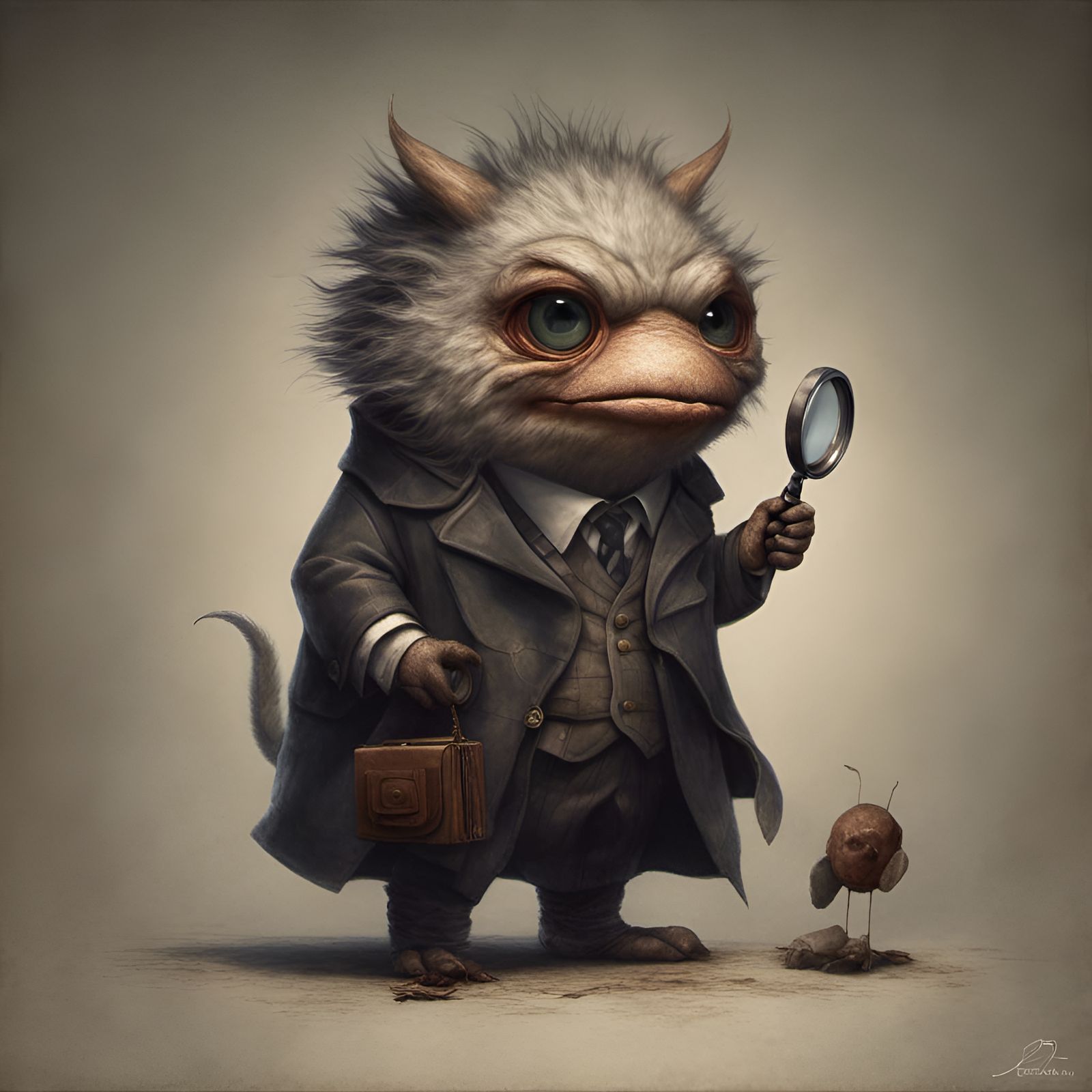 Fluffy Monster Detective in Film Noir Style