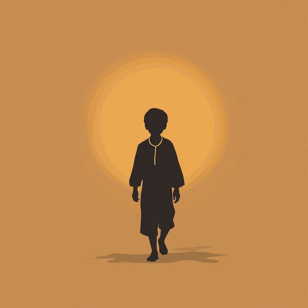Minimalist Vector Logo of a Boy Walking