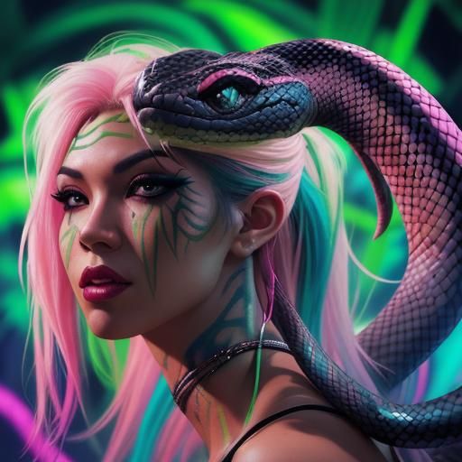 Exotic Gogo Dancer with Snake in Jungle