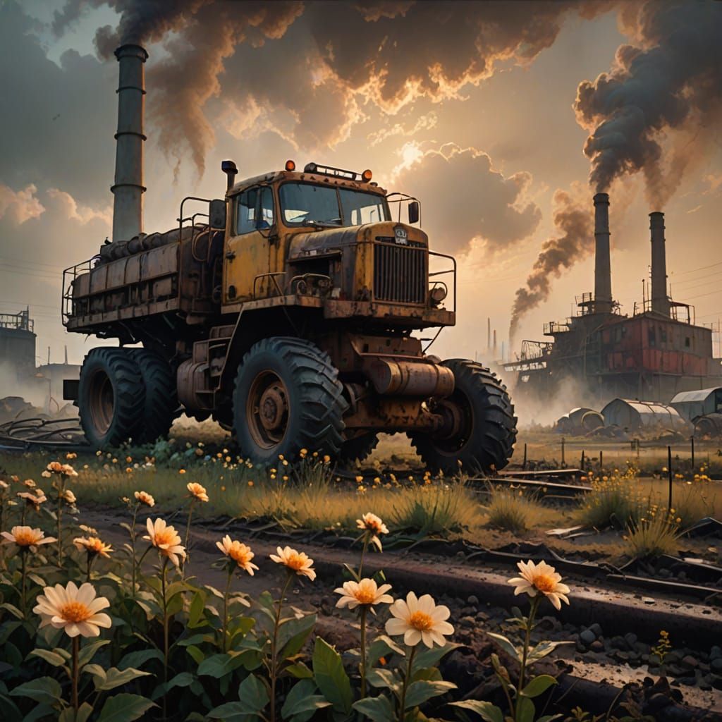 Decaying Floral Landscapes in Industrial Impressionism
