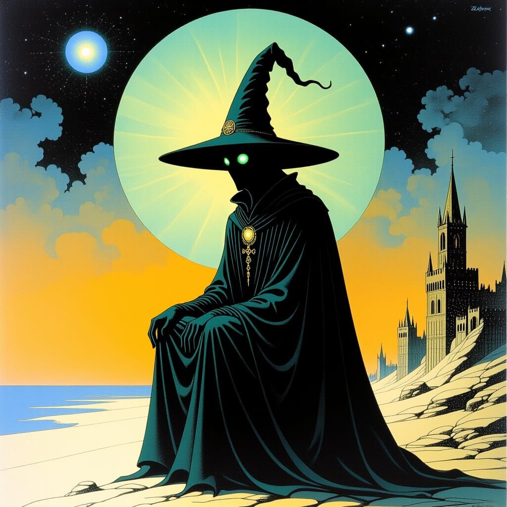 Astral Wizard in Gothic Fantasy Style