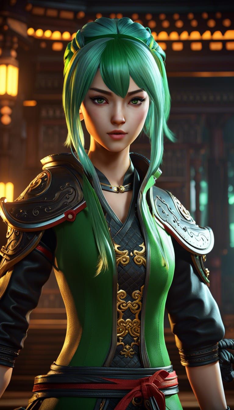 Teenage Assassin in Kung Fu Stance: 3D Game Art