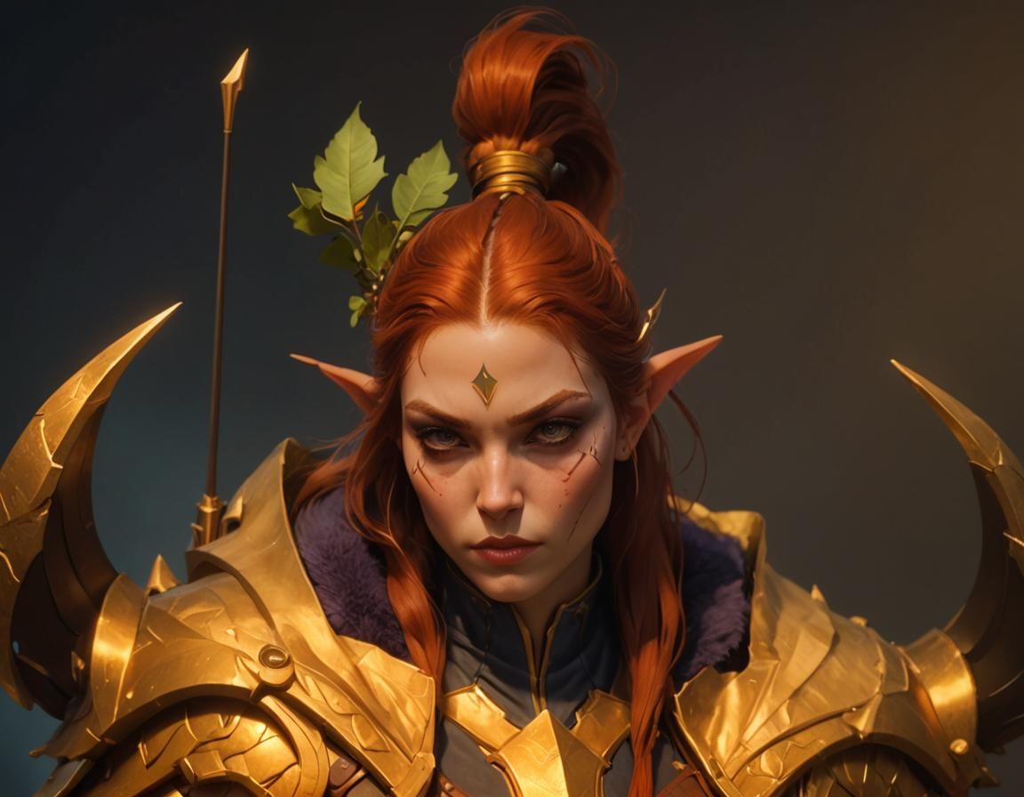 Hyperdetailed Huntress Portrait in Volumetric Lighting