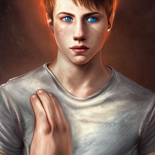 Boy with Brown Hair and Freckles: Matte Painting