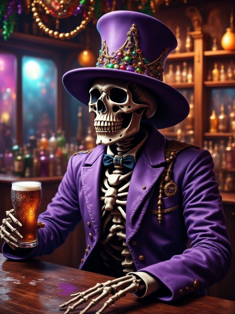 Skeleton Bartender in Louisiana, Digital Art