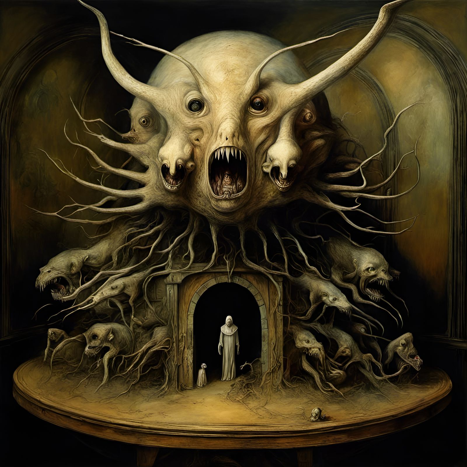 Cryptid Taxidermy Display in Art Nouveau Style