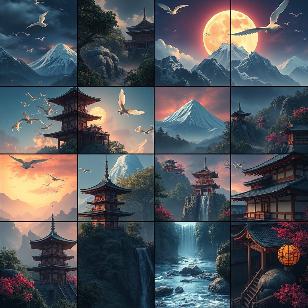 Vibrant Japanese Fantasies in a Single Artwork