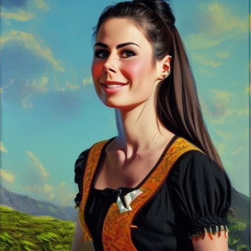 Lena Meyer in Dirndl: Oil Painting by Gurney