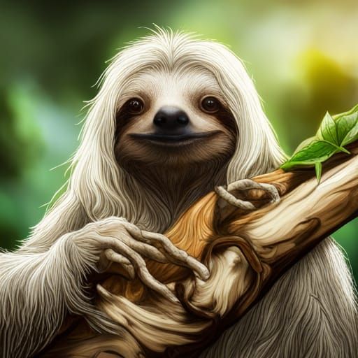 Sloth as Gandalf in a Hyperrealistic Forest
