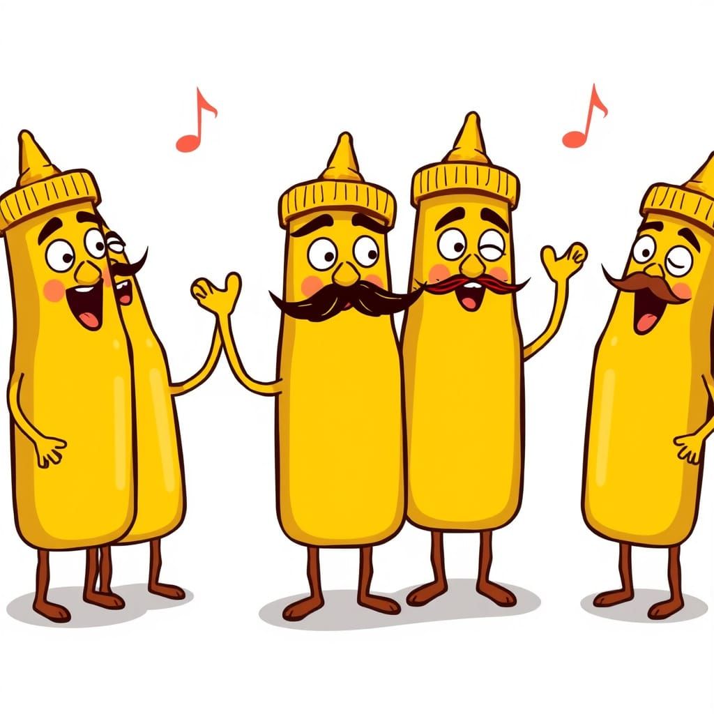 Vibrant Mustard Bottles Sing in Unison