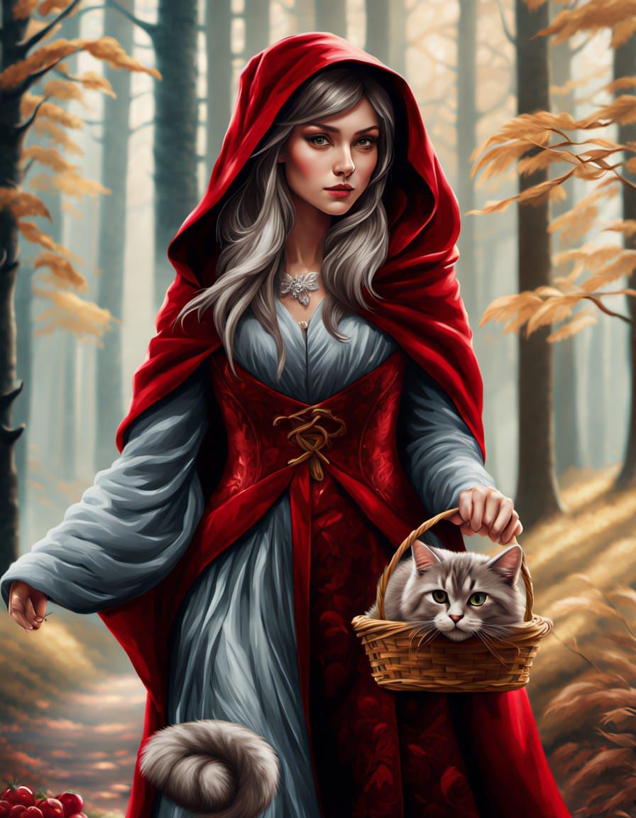 Elegant Silver Cat Strolls through Whimsical Winter Wonderla...