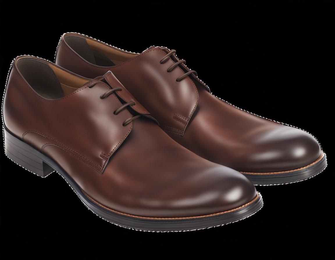 Classic Brown Leather Men's Shoes, Realistic Style