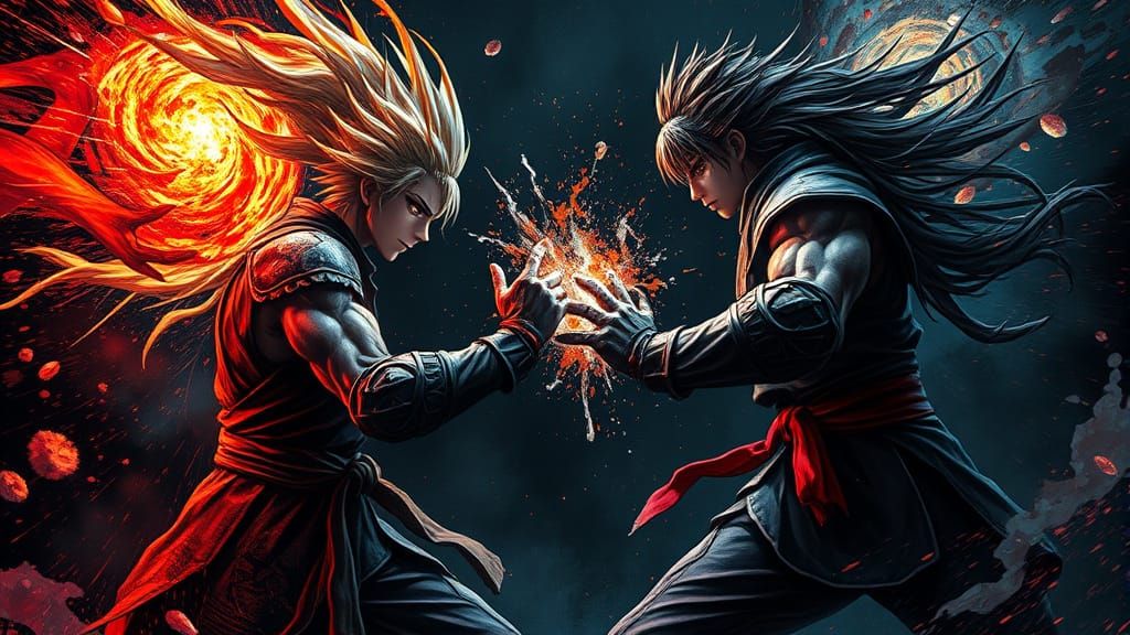 Anime Showdown in Dark Fantasy Style