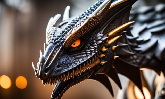 Detailed Steel Dragon Head in Cubist Fantasy