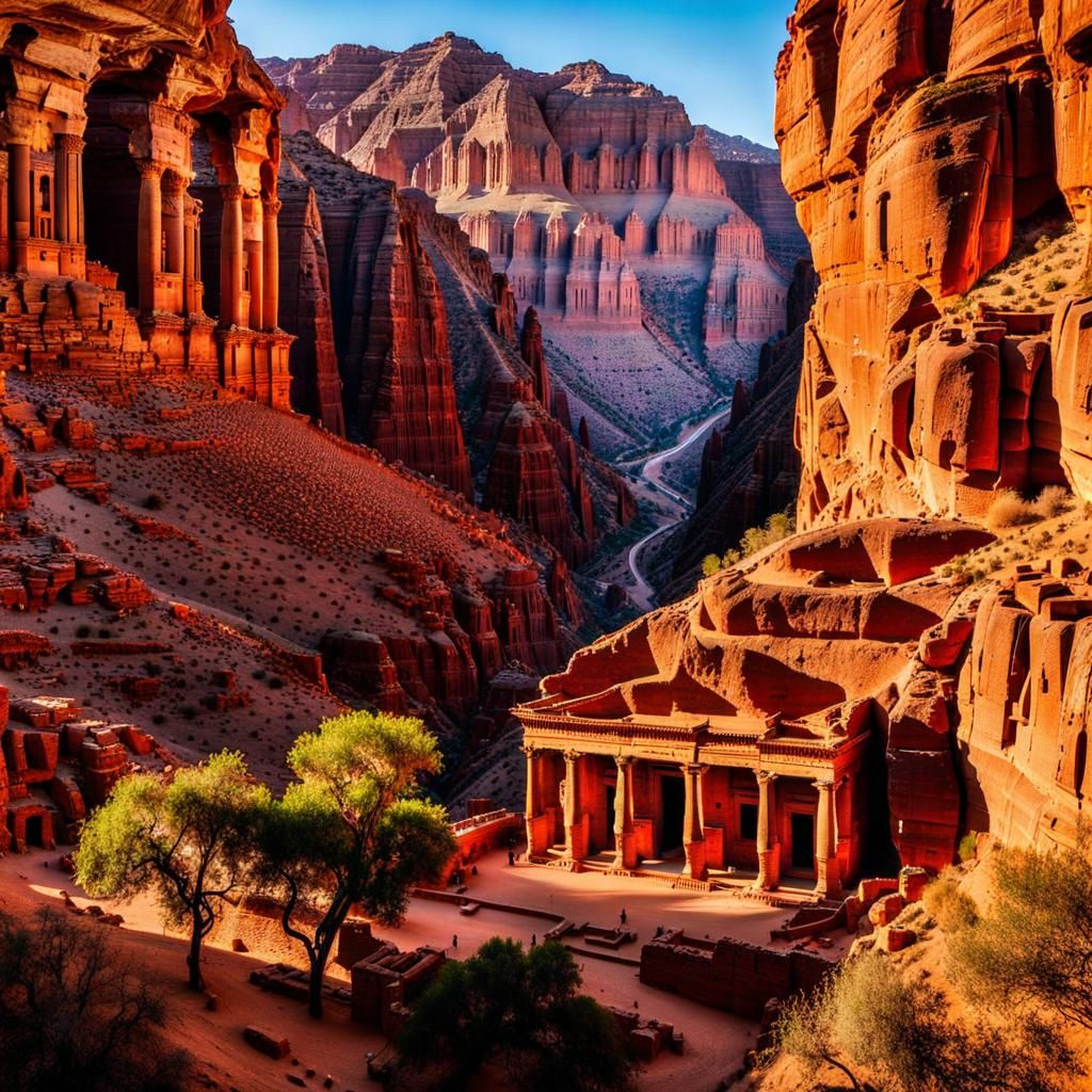 Photorealistic Grand Canyon Temple Ruins at Golden Hour