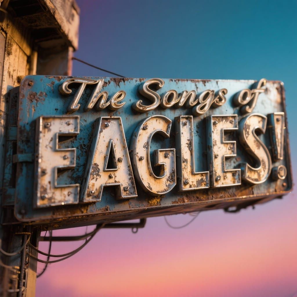 Metallic Eagles Sign in Cyberpunk Style