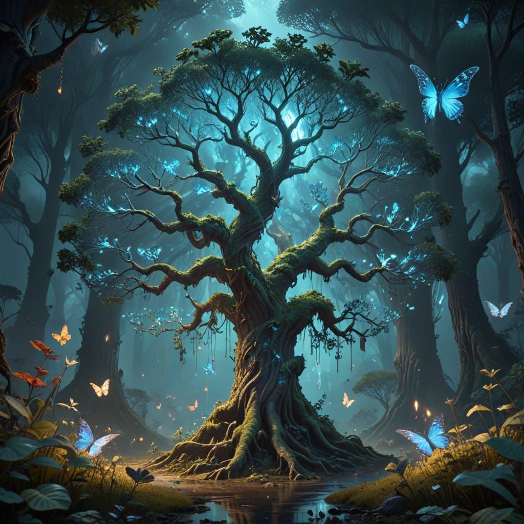 A Glowing Tree of Life Flourishes in an Enchanted Grove, as ...