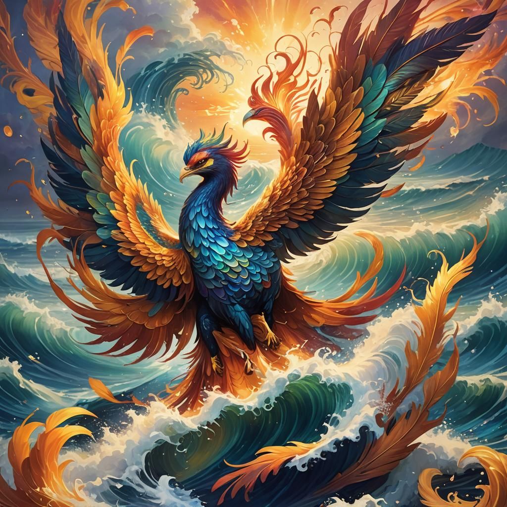 Majestic Phoenix Rising: An Oil Painting Concept Art