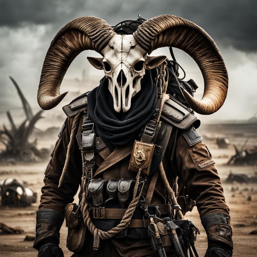 Wasteland Survivor with Ram Skull Helmet