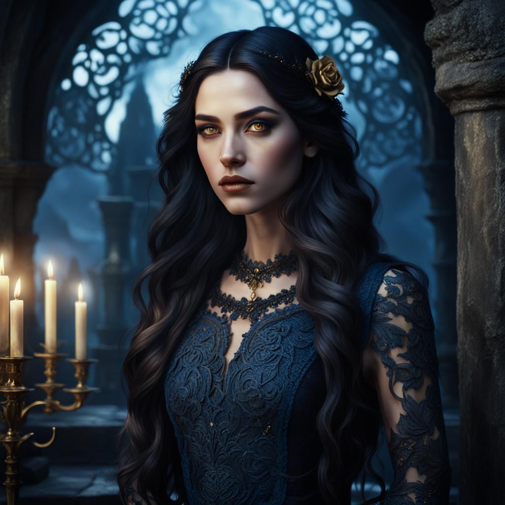 Mystical Woman in Golden Light, Fantasy Concept Art