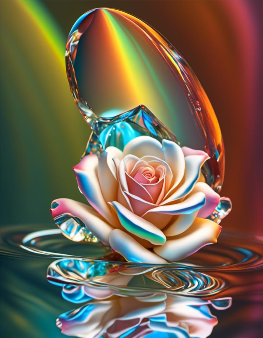 Prismatic Crystalline Rose in Glassy Whirlwind