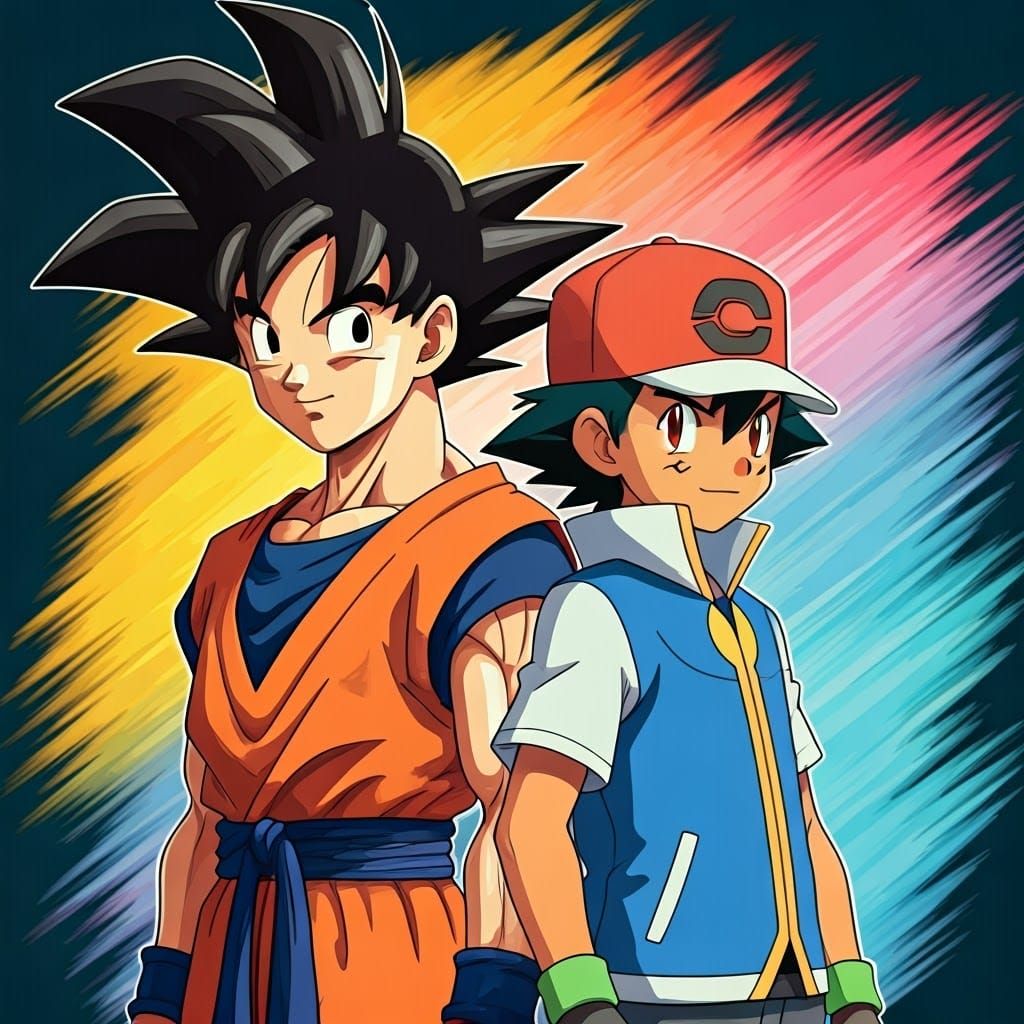 Anime-Inspired Duo: Son Goku and Ash Ketchum Unite