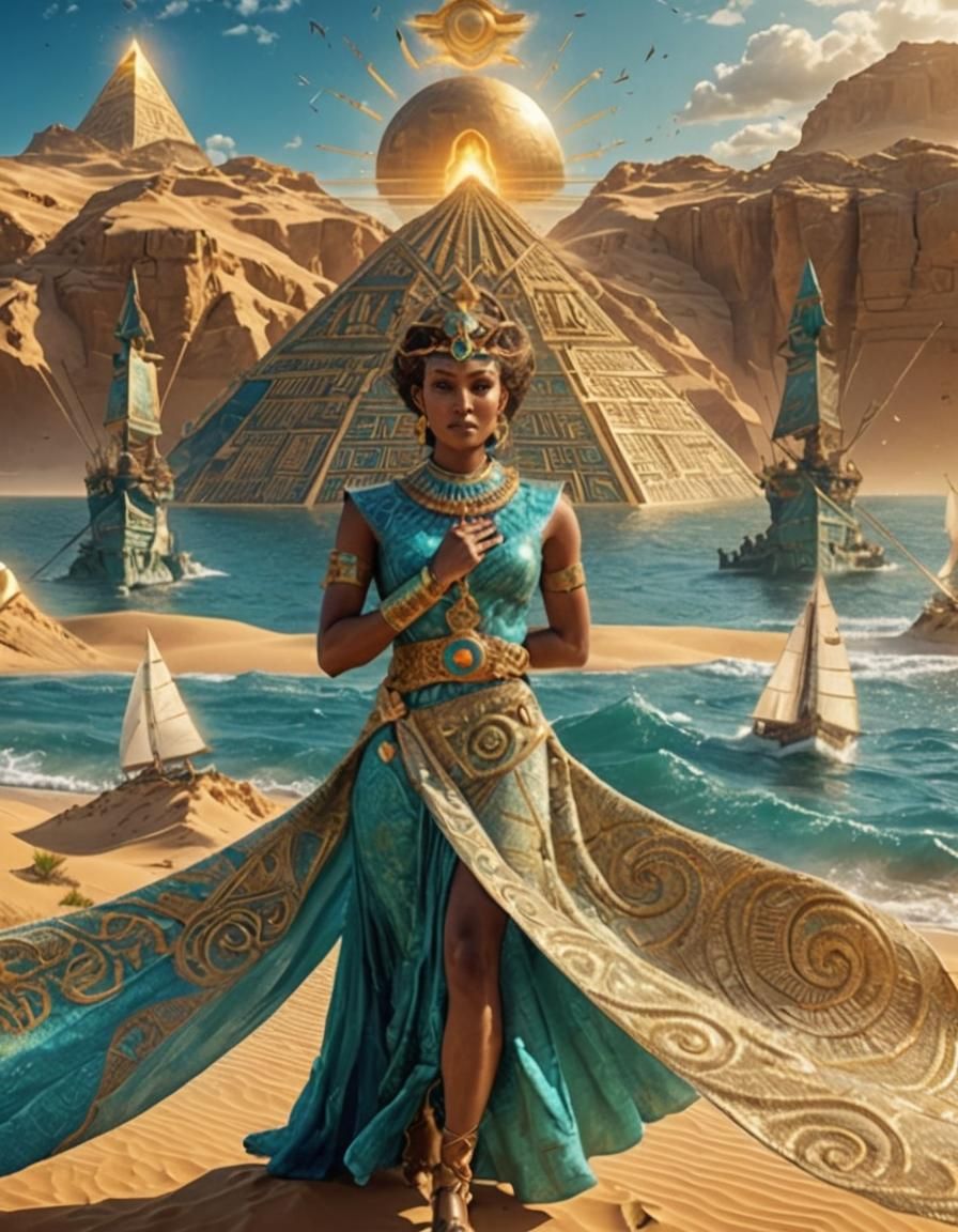 Queen of Atlantis in Desert, Digital Matte Painting
