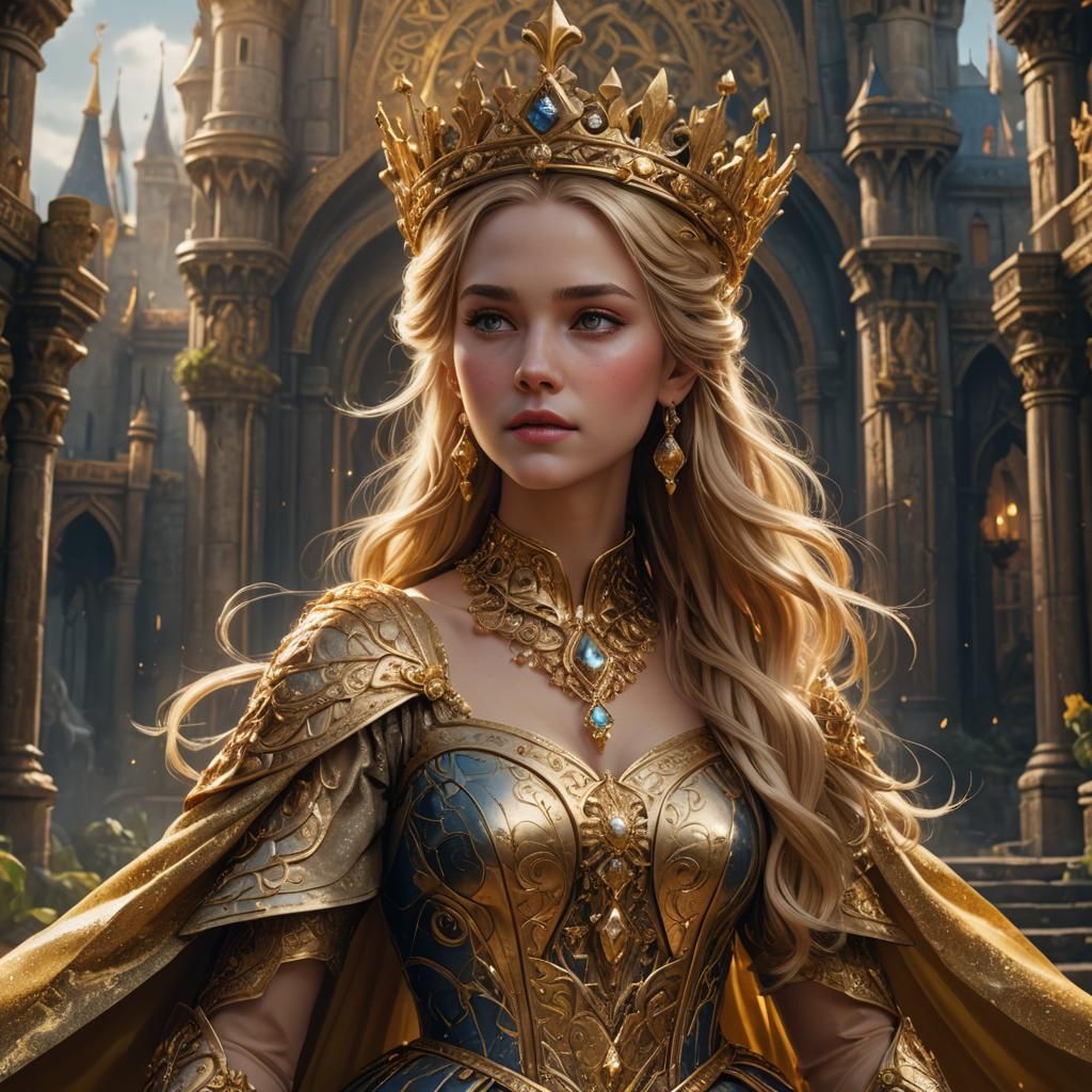 Golden Princess in Detailed Matte Painting Style