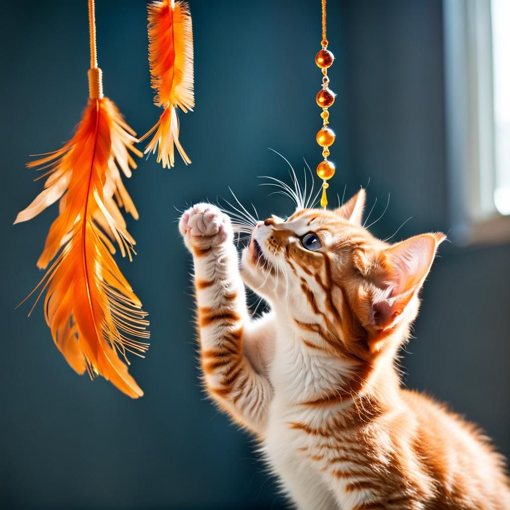 Playful Orange Kitten Reaching for Toy