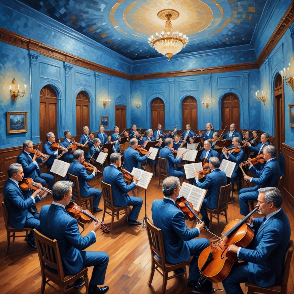 Orchestra Conductor in Tavern Glow: Impasto Painting