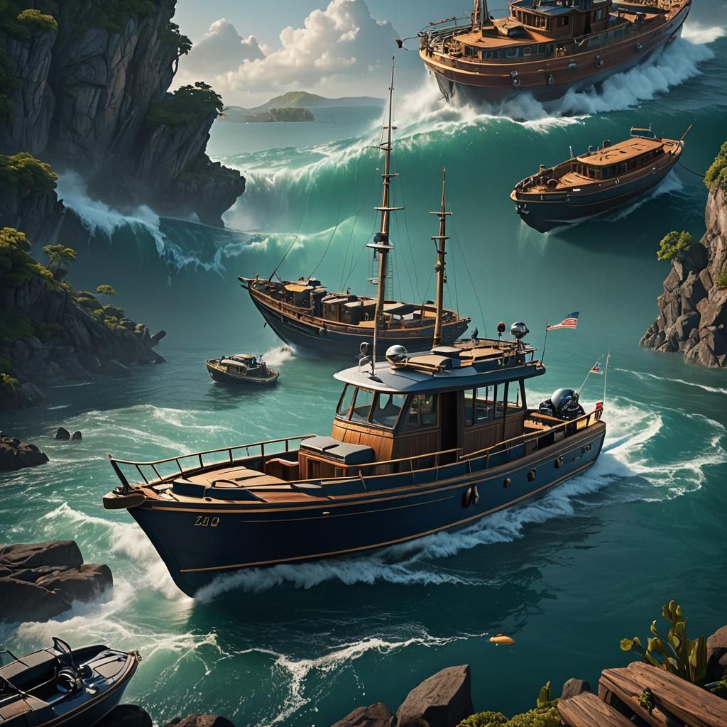 Detailed Sportfish Boat Matte Painting