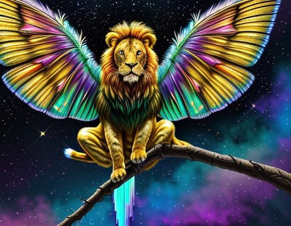 Gorgeous Lion Moth in Vibrant Oil Painting Style