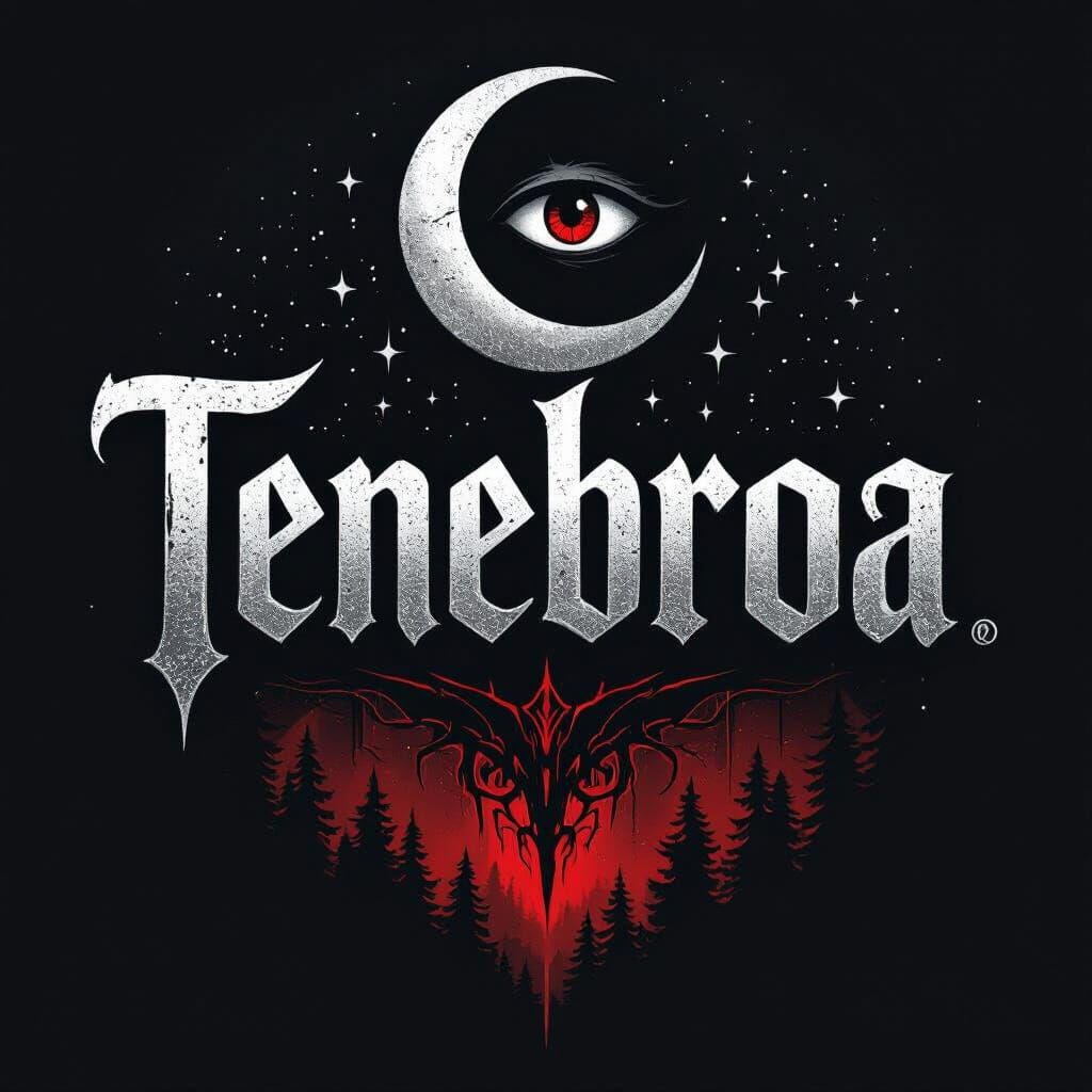 Tenebroa Gothic Logo with Crescent Moon and Eye