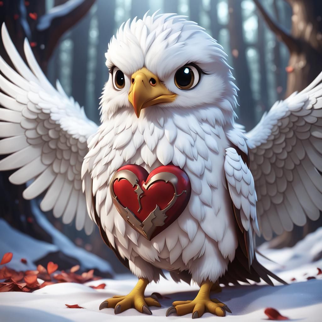 Chibi Snow White Hawk Matte Painting